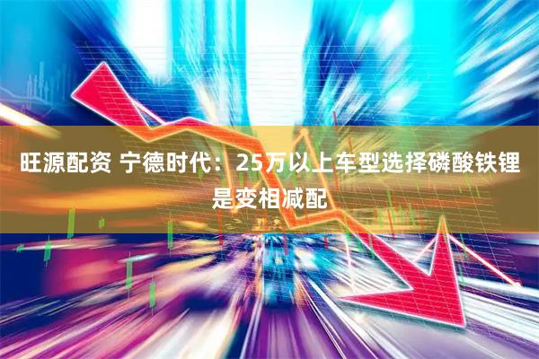 旺源配资 宁德时代：25万以上车型选择磷酸铁锂是变相减配